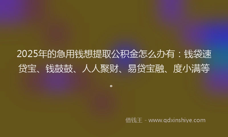 2025年的急用钱想提取公积金怎么办有：钱袋速贷宝、钱鼓鼓、人人聚财、易贷宝融、度小满等。
