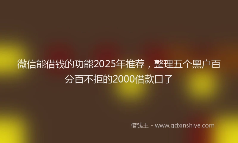 微信能借钱的功能2025年推荐，整理五个黑户百分百不拒的2000借款口子