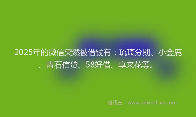 2025年的微信突然被借钱有：琉璃分期、小金鹿、青石信贷、58好借、享来花等。