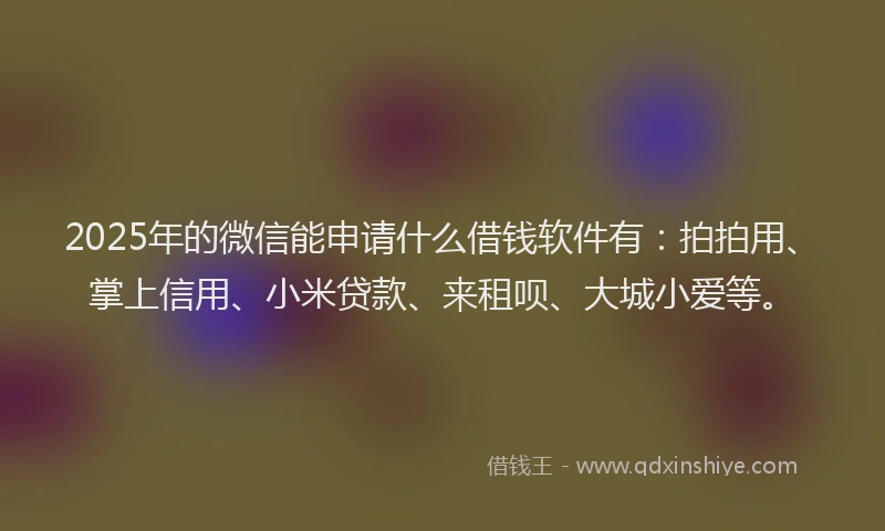 2025年的微信能申请什么借钱软件有：拍拍用、掌上信用、小米贷款、来租呗、大城小爱等。