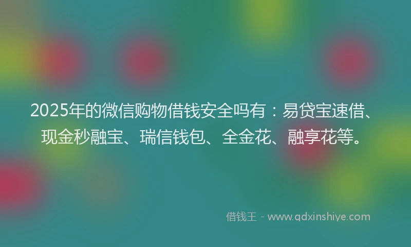 2025年的微信购物借钱安全吗有：易贷宝速借、现金秒融宝、瑞信钱包、全金花、融享花等。