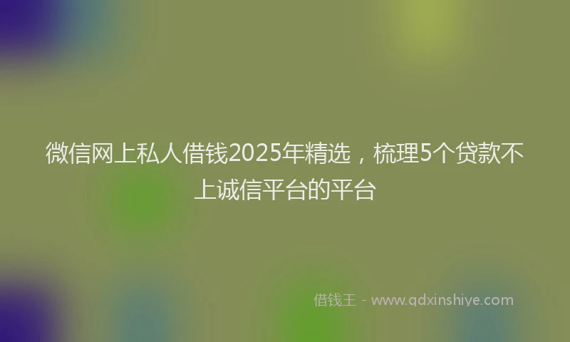 微信网上私人借钱2025年精选，梳理5个贷款不上诚信平台的平台