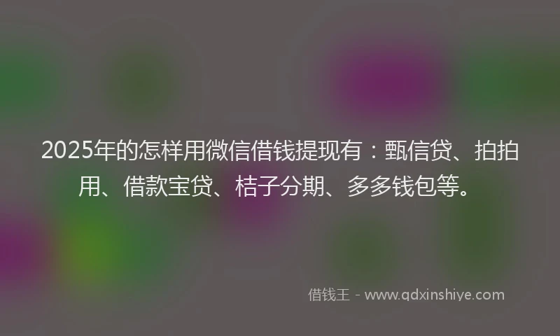 2025年的怎样用微信借钱提现有：甄信贷、拍拍用、借款宝贷、桔子分期、多多钱包等。
