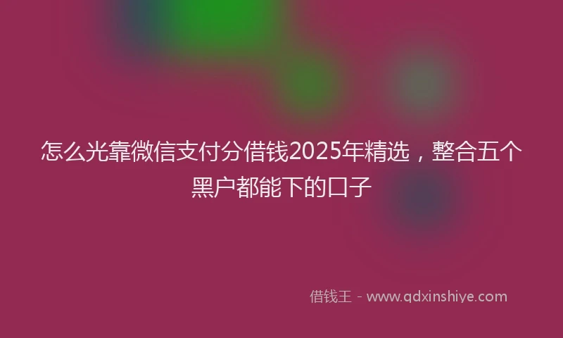 怎么光靠微信支付分借钱2025年精选，整合五个黑户都能下的口子