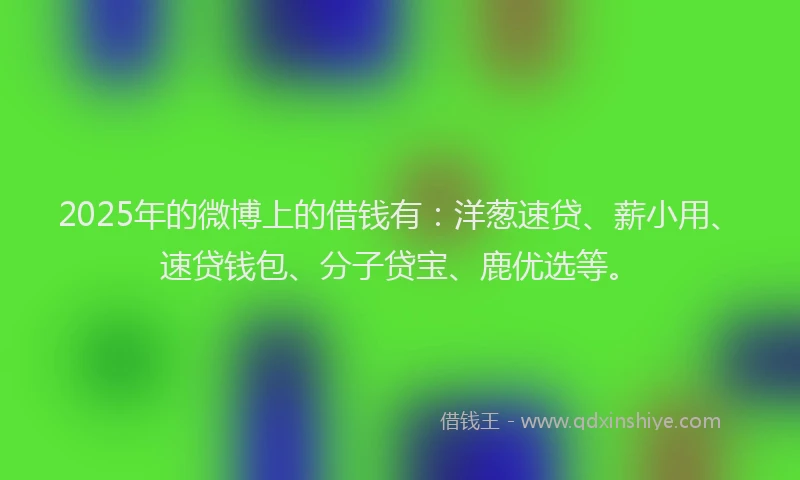 2025年的微博上的借钱有：洋葱速贷、薪小用、速贷钱包、分子贷宝、鹿优选等。