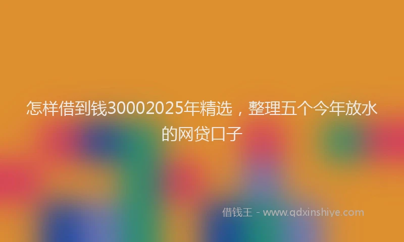 怎样借到钱30002025年精选，整理五个今年放水的网贷口子