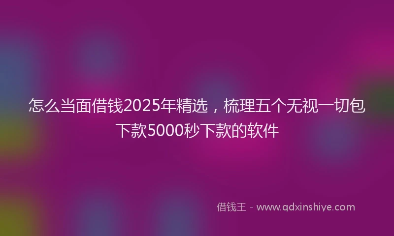 怎么当面借钱2025年精选，梳理五个无视一切包下款5000秒下款的软件