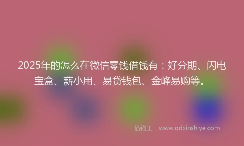 2025年的怎么在微信零钱借钱有：好分期、闪电宝盒、薪小用、易贷钱包、金峰易购等。