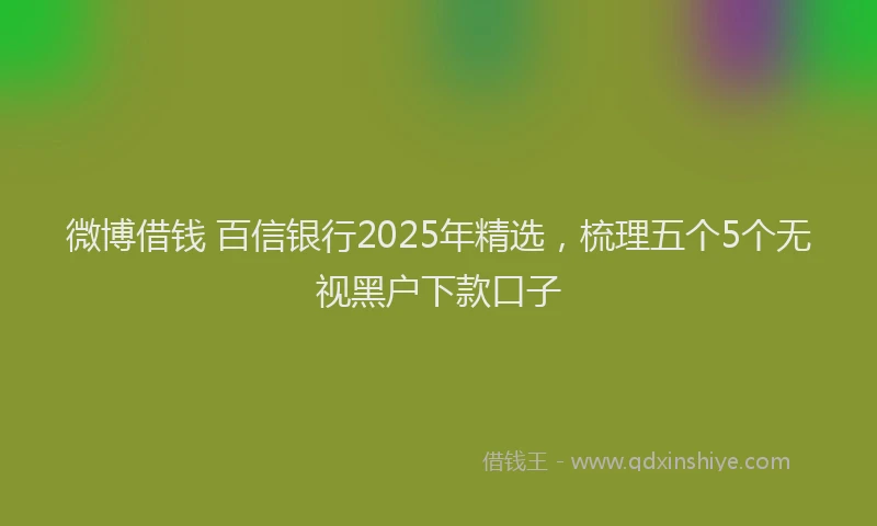 微博借钱 百信银行2025年精选，梳理五个5个无视黑户下款口子