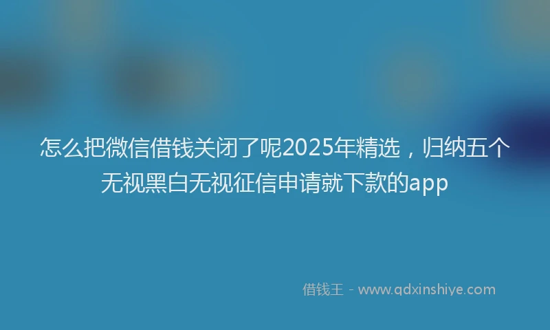 怎么把微信借钱关闭了呢2025年精选，归纳五个无视黑白无视征信申请就下款的app