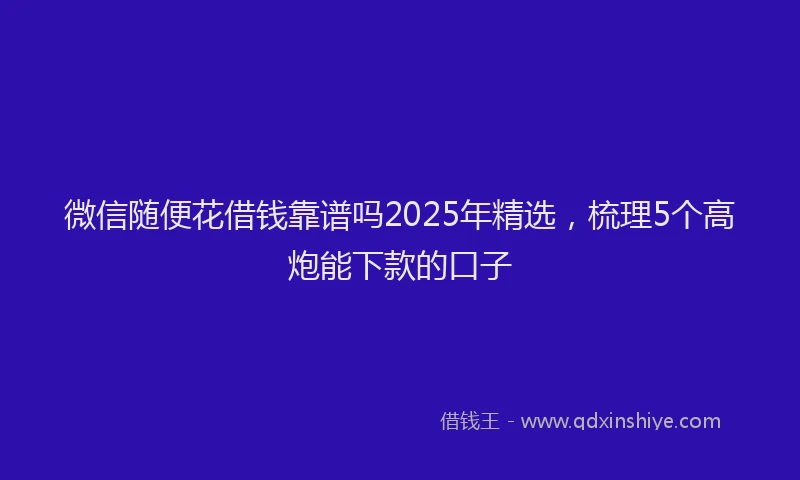 微信随便花借钱靠谱吗2025年精选，梳理5个高炮能下款的口子