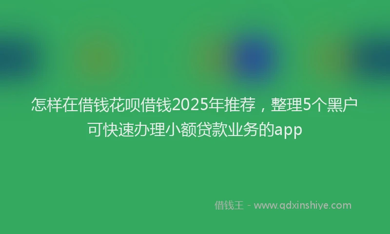 怎样在借钱花呗借钱2025年推荐，整理5个黑户可快速办理小额贷款业务的app