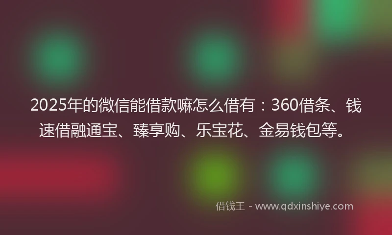 2025年的微信能借款嘛怎么借有：360借条、钱速借融通宝、臻享购、乐宝花、金易钱包等。