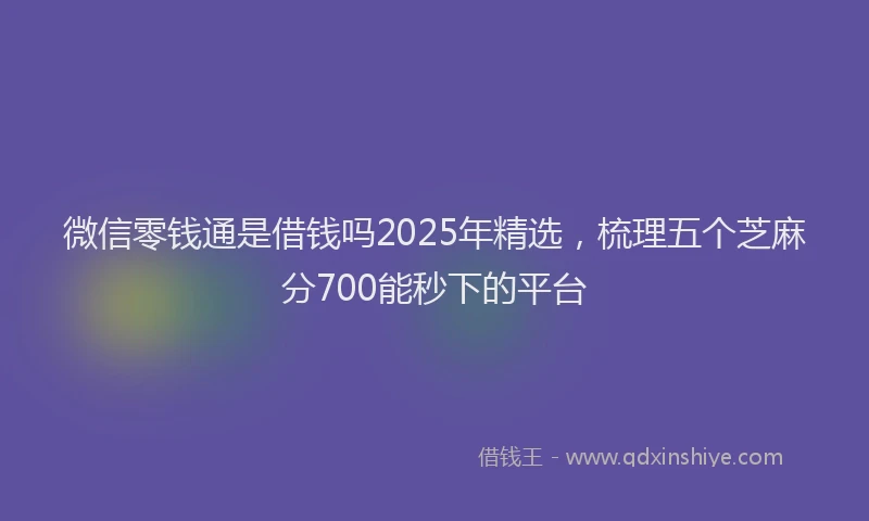 微信零钱通是借钱吗2025年精选，梳理五个芝麻分700能秒下的平台