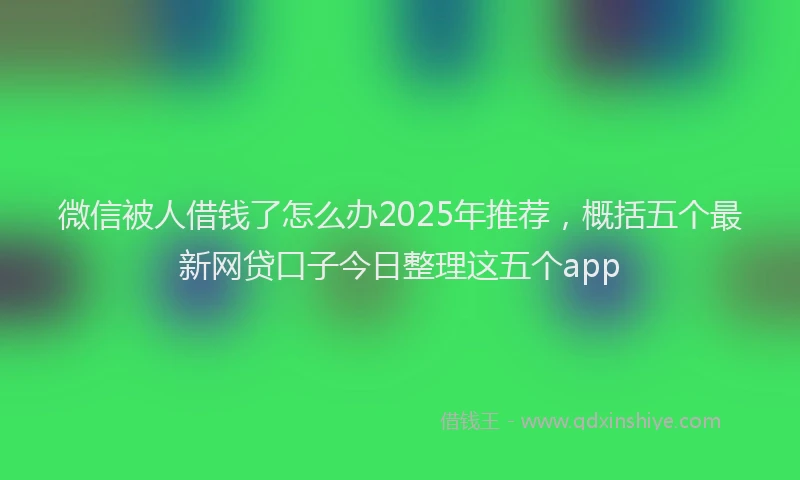 微信被人借钱了怎么办2025年推荐，概括五个最新网贷口子今日整理这五个app