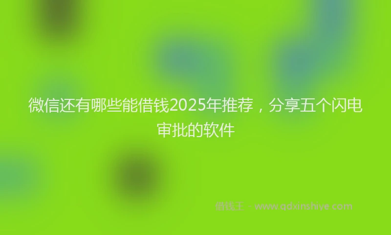 微信还有哪些能借钱2025年推荐，分享五个闪电审批的软件