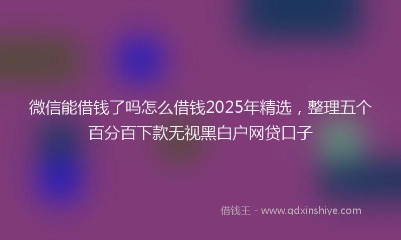微信能借钱了吗怎么借钱2025年精选，整理五个百分百下款无视黑白户网贷口子