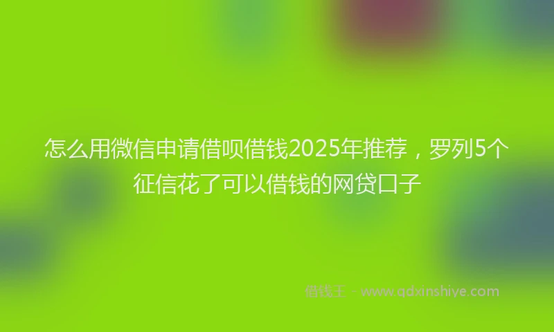 怎么用微信申请借呗借钱2025年推荐，罗列5个征信花了可以借钱的网贷口子