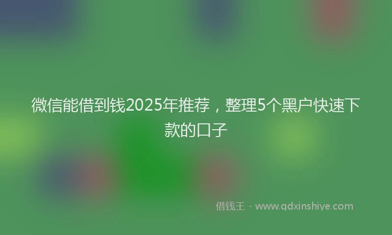 微信能借到钱2025年推荐，整理5个黑户快速下款的口子