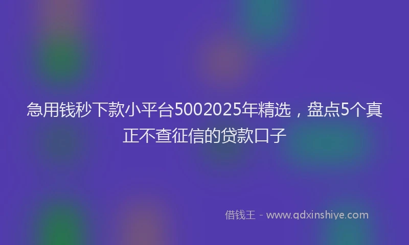 急用钱秒下款小平台5002025年精选，盘点5个真正不查征信的贷款口子