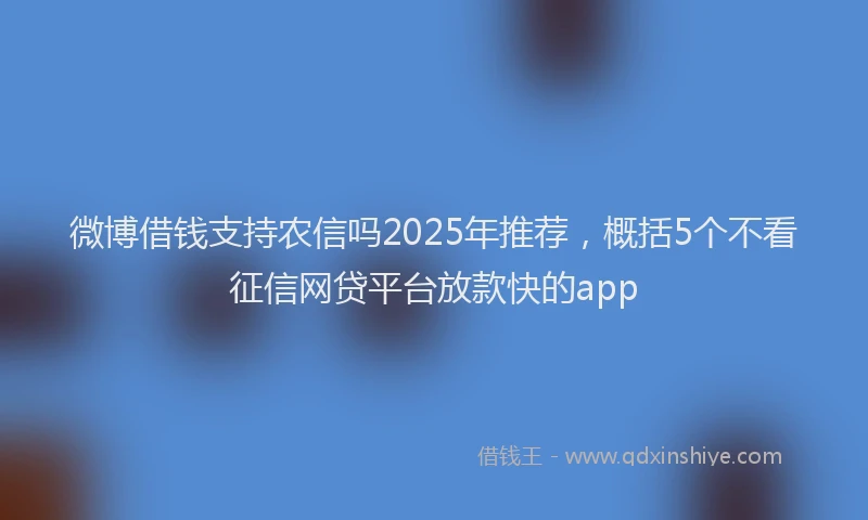 微博借钱支持农信吗2025年推荐，概括5个不看征信网贷平台放款快的app