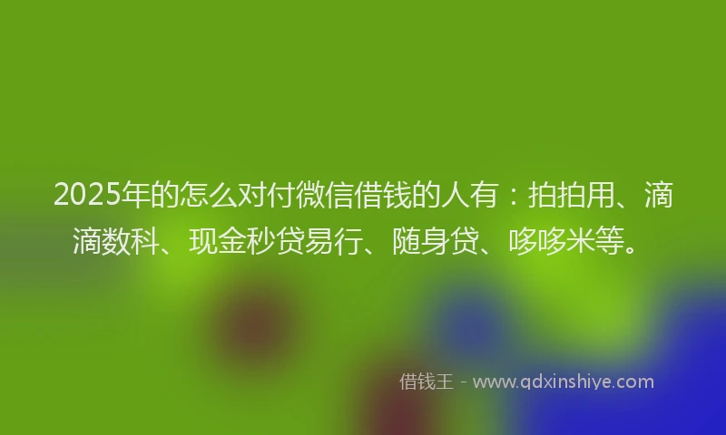2025年的怎么对付微信借钱的人有：拍拍用、滴滴数科、现金秒贷易行、随身贷、哆哆米等。