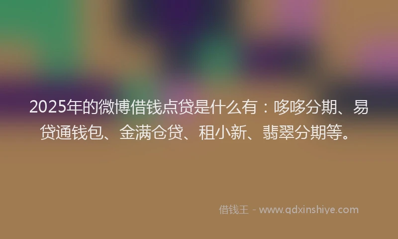 2025年的微博借钱点贷是什么有：哆哆分期、易贷通钱包、金满仓贷、租小新、翡翠分期等。