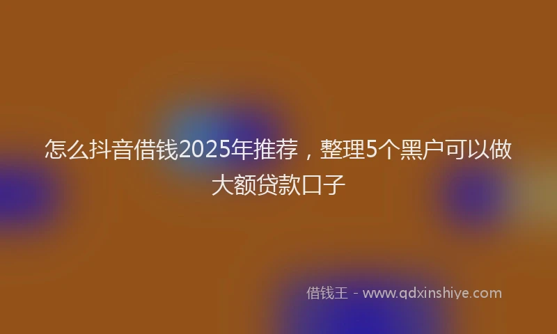 怎么抖音借钱2025年推荐，整理5个黑户可以做大额贷款口子