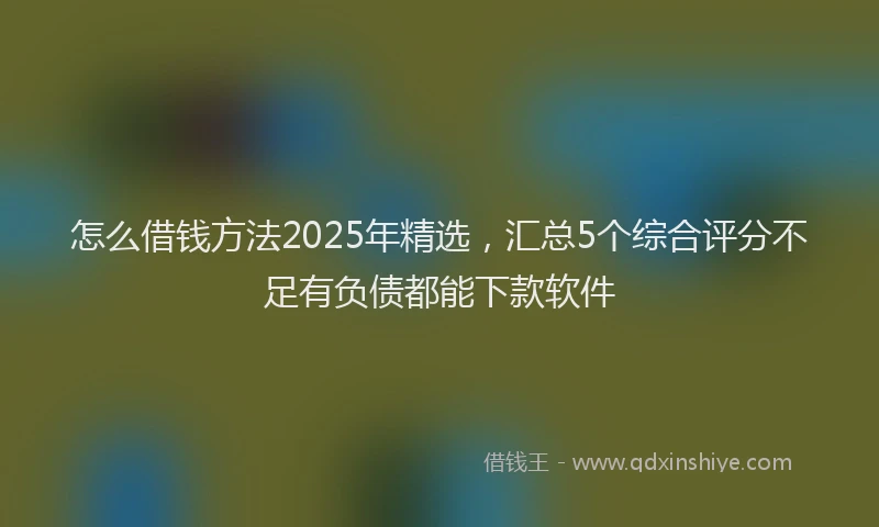 怎么借钱方法2025年精选，汇总5个综合评分不足有负债都能下款软件