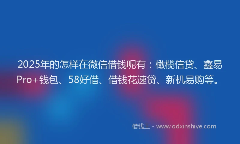 2025年的怎样在微信借钱呢有：橄榄信贷、鑫易Pro+钱包、58好借、借钱花速贷、新机易购等。