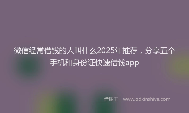 微信经常借钱的人叫什么2025年推荐，分享五个手机和身份证快速借钱app