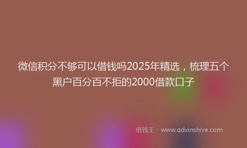 微信积分不够可以借钱吗2025年精选，梳理五个黑户百分百不拒的2000借款口子