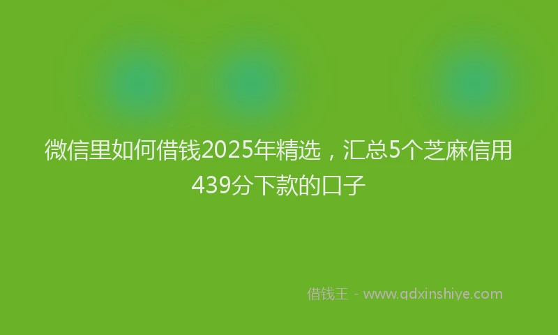微信里如何借钱2025年精选，汇总5个芝麻信用439分下款的口子