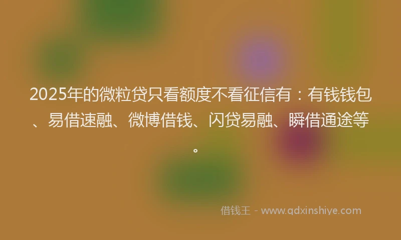 2025年的微粒贷只看额度不看征信有：有钱钱包、易借速融、微博借钱、闪贷易融、瞬借通途等。