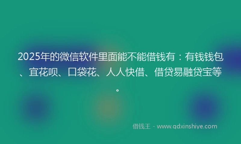 2025年的微信软件里面能不能借钱有：有钱钱包、宜花呗、口袋花、人人快借、借贷易融贷宝等。