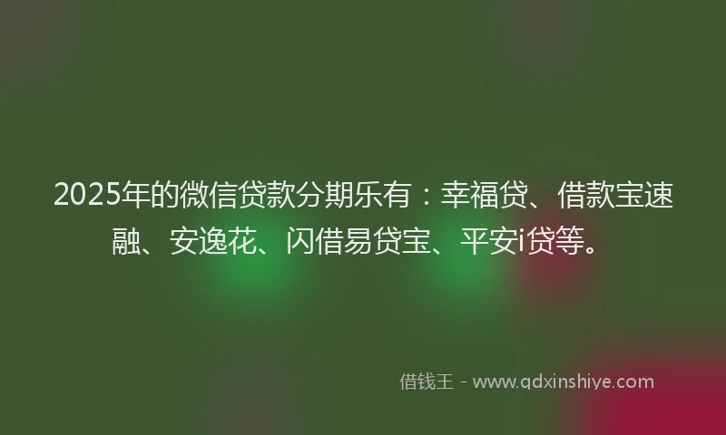 2025年的微信贷款分期乐有：幸福贷、借款宝速融、安逸花、闪借易贷宝、平安i贷等。