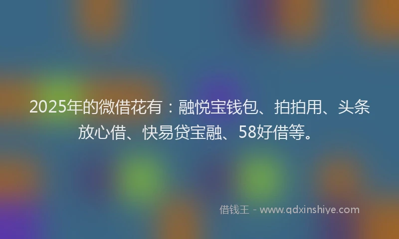 2025年的微借花有：融悦宝钱包、拍拍用、头条放心借、快易贷宝融、58好借等。