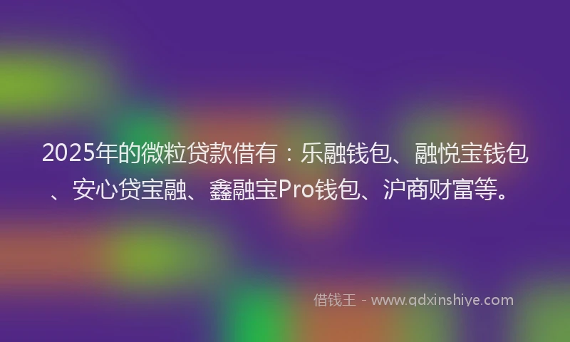 2025年的微粒贷款借有：乐融钱包、融悦宝钱包、安心贷宝融、鑫融宝Pro钱包、沪商财富等。
