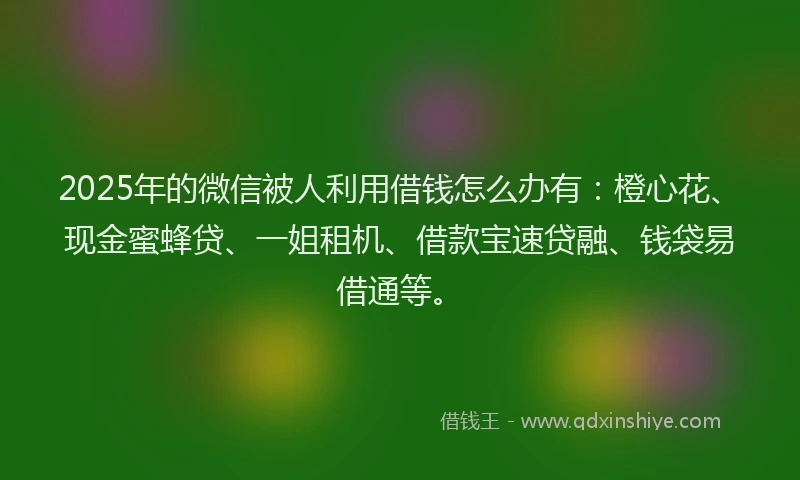 2025年的微信被人利用借钱怎么办有：橙心花、现金蜜蜂贷、一姐租机、借款宝速贷融、钱袋易借通等。