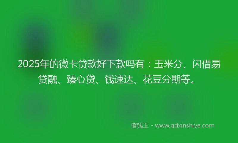 2025年的微卡贷款好下款吗有：玉米分、闪借易贷融、臻心贷、钱速达、花豆分期等。