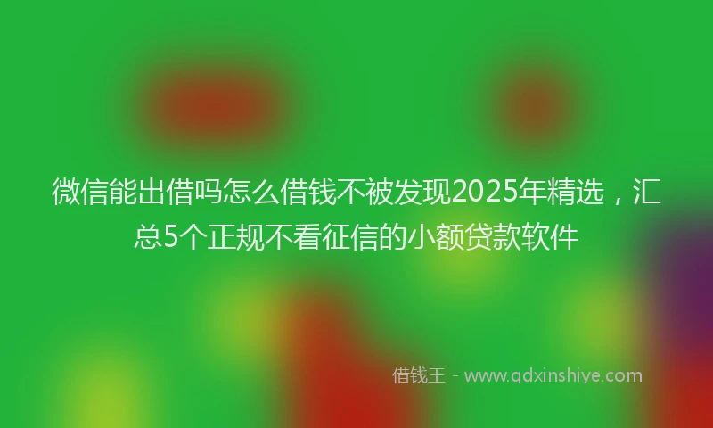 微信能出借吗怎么借钱不被发现2025年精选，汇总5个正规不看征信的小额贷款软件
