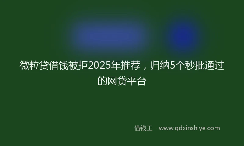 微粒贷借钱被拒2025年推荐，归纳5个秒批通过的网贷平台