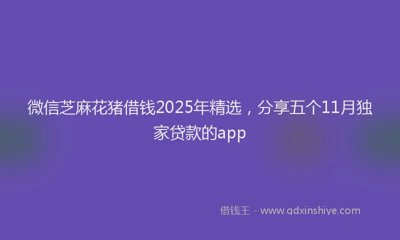 微信芝麻花猪借钱2025年精选，分享五个11月独家贷款的app