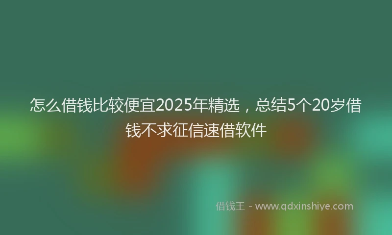 怎么借钱比较便宜2025年精选，总结5个20岁借钱不求征信速借软件