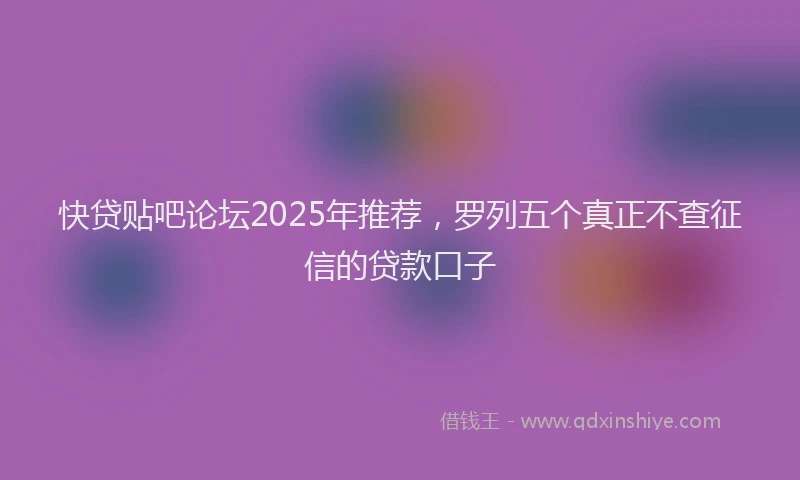 快贷贴吧论坛2025年推荐，罗列五个真正不查征信的贷款口子