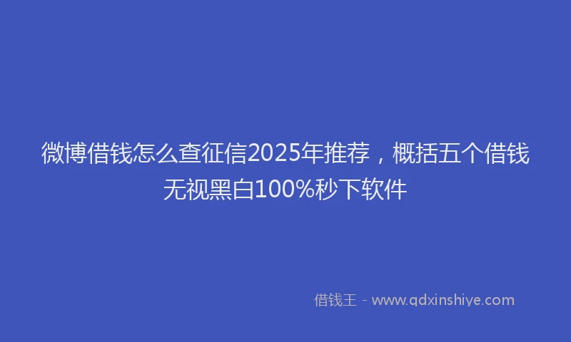 微博借钱怎么查征信2025年推荐，概括五个借钱无视黑白100%秒下软件
