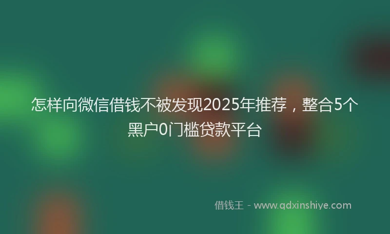 怎样向微信借钱不被发现2025年推荐，整合5个黑户0门槛贷款平台