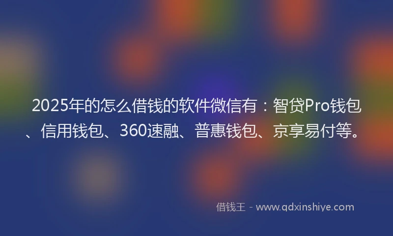 2025年的怎么借钱的软件微信有：智贷Pro钱包、信用钱包、360速融、普惠钱包、京享易付等。