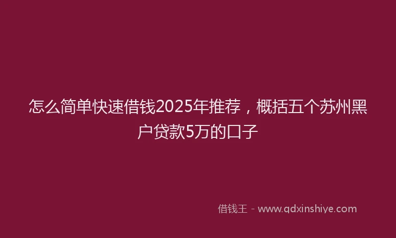 怎么简单快速借钱2025年推荐，概括五个苏州黑户贷款5万的口子