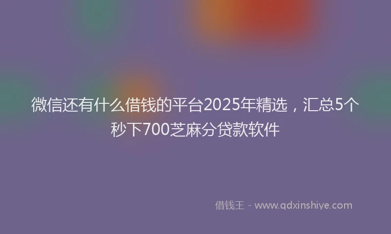 微信还有什么借钱的平台2025年精选，汇总5个秒下700芝麻分贷款软件